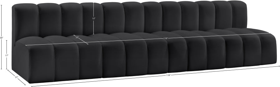 Arc 119" Vegan Leather Upholstered 4pc. Modular Sectional