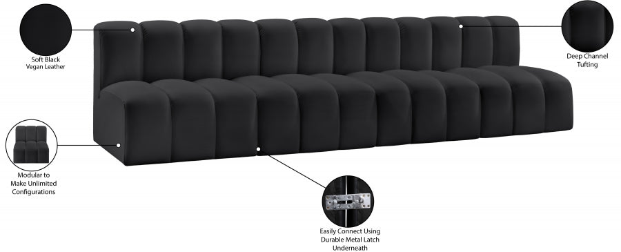 Arc 119" Vegan Leather Upholstered 4pc. Modular Sectional