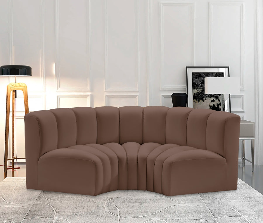 Arc 80" Vegan Leather Upholstered 3pc. Modular Sectional