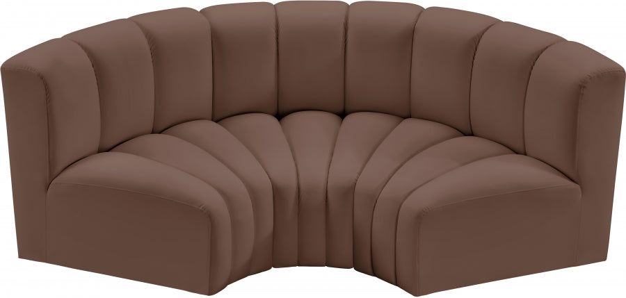 Arc 80" Vegan Leather Upholstered 3pc. Modular Sectional