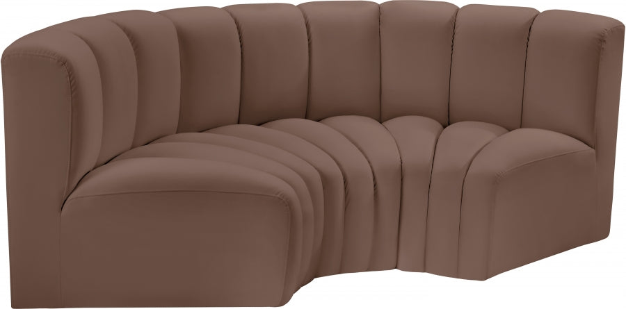 Arc 80" Vegan Leather Upholstered 3pc. Modular Sectional