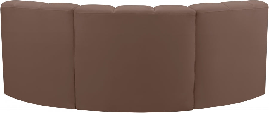 Arc 80" Vegan Leather Upholstered 3pc. Modular Sectional