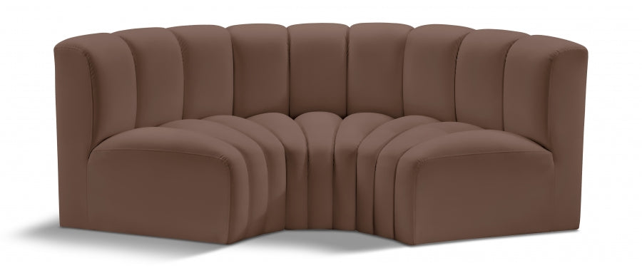 Arc 80" Vegan Leather Upholstered 3pc. Modular Sectional