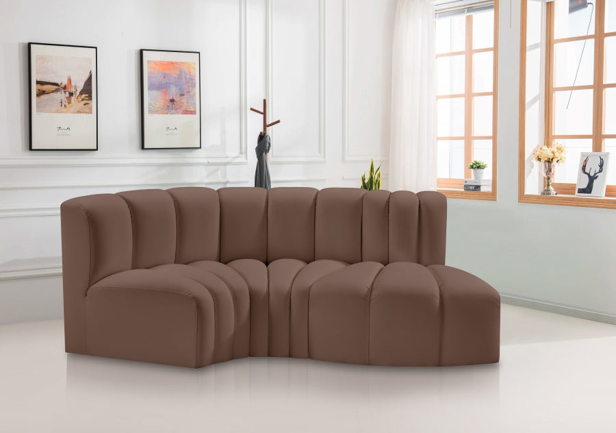 Arc 70" Vegan Leather Upholstered 3pc. Modular Sectional