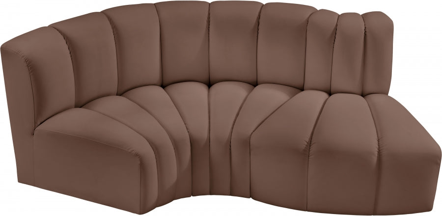 Arc 70" Vegan Leather Upholstered 3pc. Modular Sectional