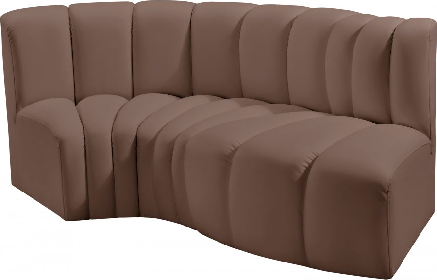 Arc 70" Vegan Leather Upholstered 3pc. Modular Sectional