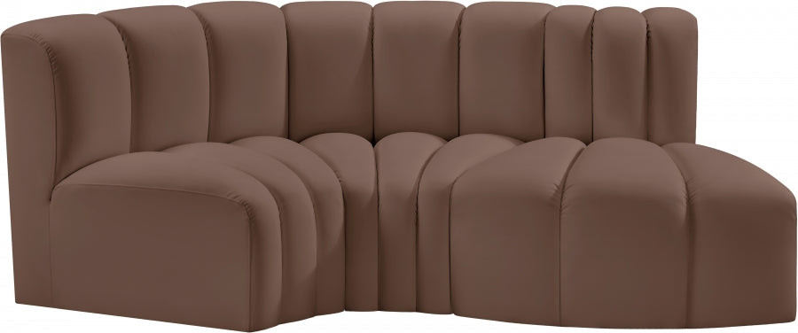 Arc 70" Vegan Leather Upholstered 3pc. Modular Sectional