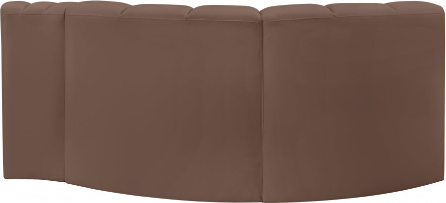 Arc 70" Vegan Leather Upholstered 3pc. Modular Sectional