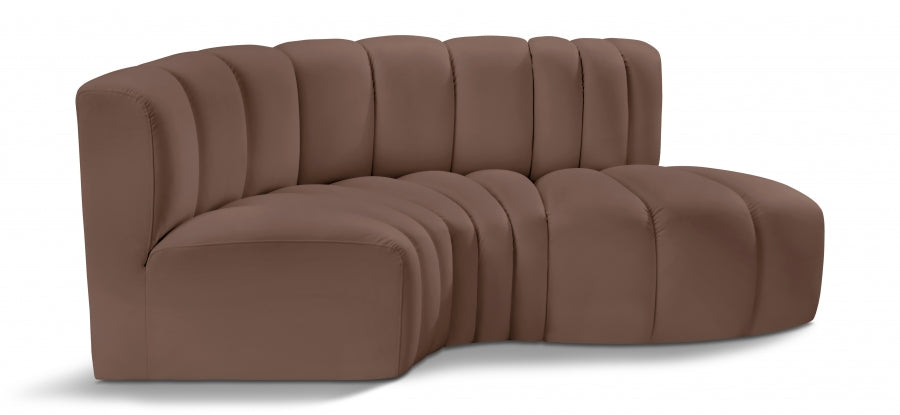Arc 70" Vegan Leather Upholstered 3pc. Modular Sectional
