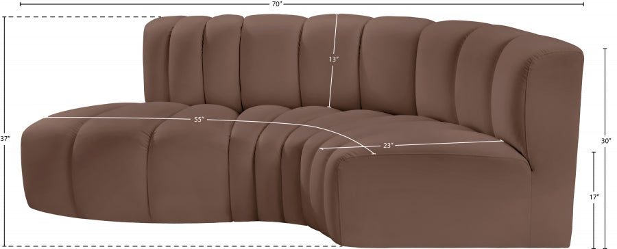Arc 70" Vegan Leather Upholstered 3pc. Modular Sectional