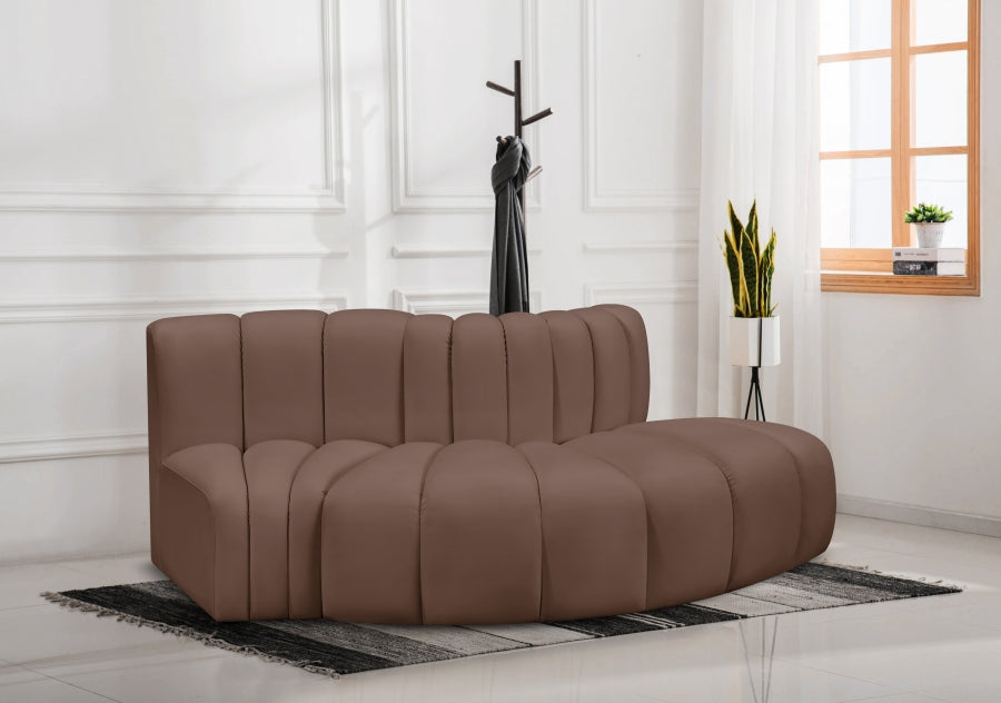 Arc 77" Vegan Leather Upholstered 3pc. Modular Sectional