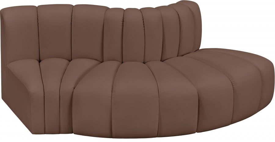 Arc 77" Vegan Leather Upholstered 3pc. Modular Sectional