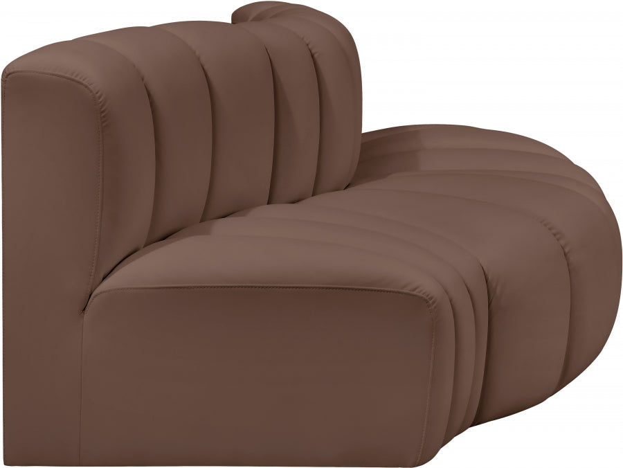 Arc 77" Vegan Leather Upholstered 3pc. Modular Sectional