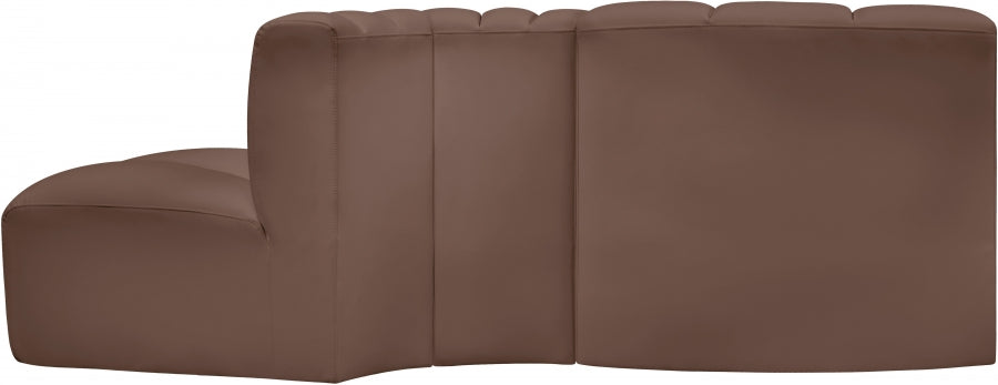 Arc 77" Vegan Leather Upholstered 3pc. Modular Sectional