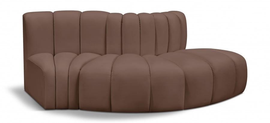 Arc 77" Vegan Leather Upholstered 3pc. Modular Sectional