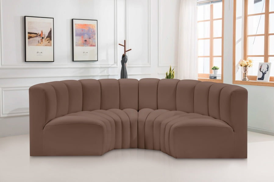 Arc 88" Vegan Leather Upholstered 4pc. Modular Sectional