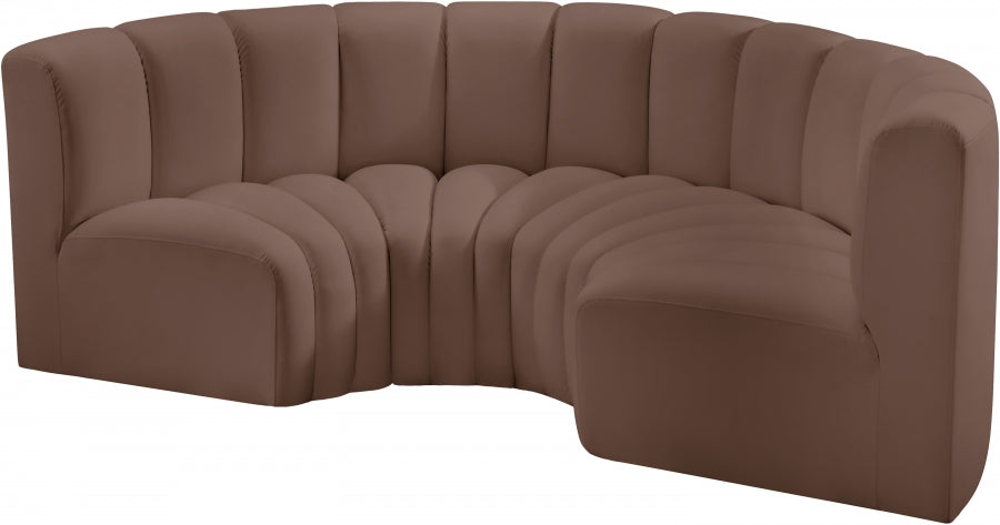 Arc 88" Vegan Leather Upholstered 4pc. Modular Sectional