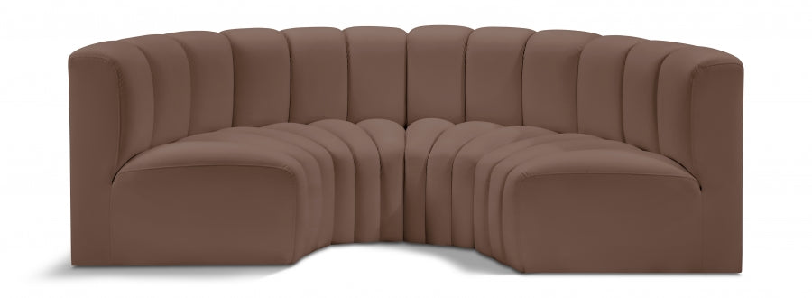 Arc 88" Vegan Leather Upholstered 4pc. Modular Sectional