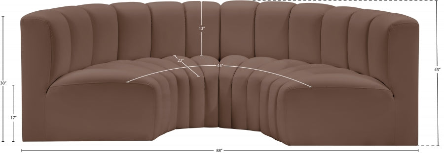 Arc 88" Vegan Leather Upholstered 4pc. Modular Sectional