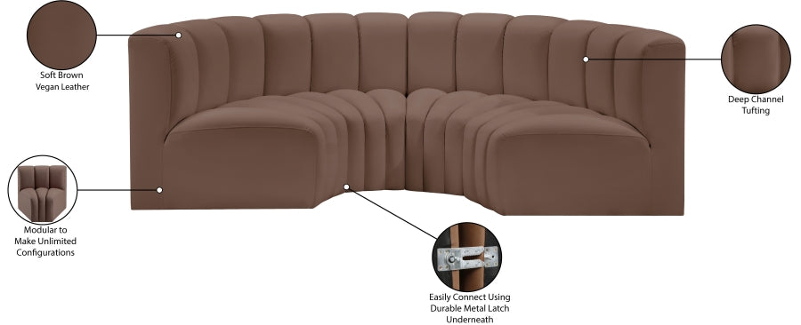 Arc 88" Vegan Leather Upholstered 4pc. Modular Sectional