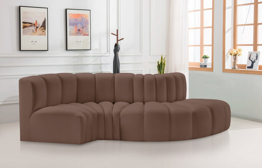 Arc 104" Vegan Leather Upholstered 4pc. Modular Sectional