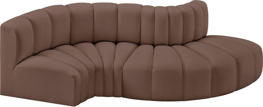 Arc 104" Vegan Leather Upholstered 4pc. Modular Sectional