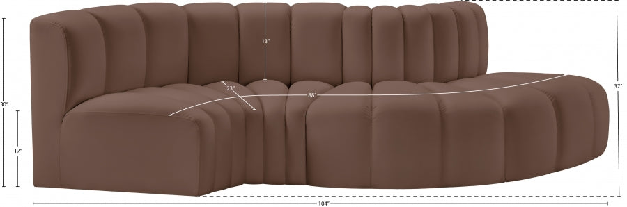 Arc 104" Vegan Leather Upholstered 4pc. Modular Sectional