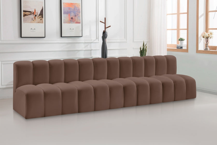Arc 119" Vegan Leather Upholstered 4pc. Modular Sectional