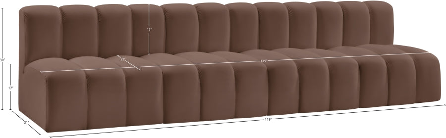 Arc 119" Vegan Leather Upholstered 4pc. Modular Sectional