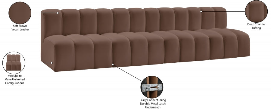 Arc 119" Vegan Leather Upholstered 4pc. Modular Sectional