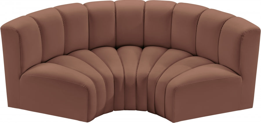 Arc 80" Vegan Leather Upholstered 3pc. Modular Sectional