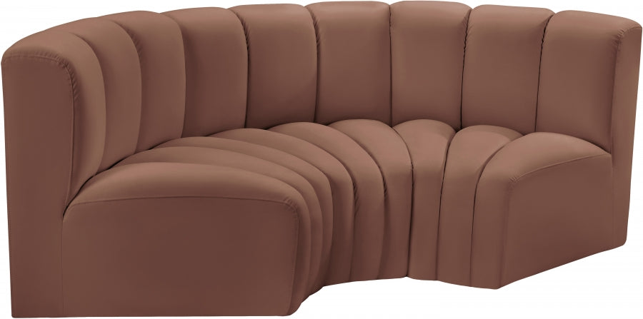 Arc 80" Vegan Leather Upholstered 3pc. Modular Sectional