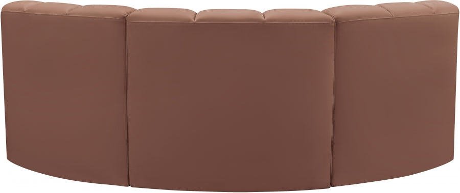 Arc 80" Vegan Leather Upholstered 3pc. Modular Sectional