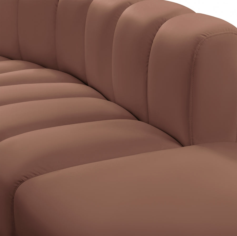 Arc 80" Vegan Leather Upholstered 3pc. Modular Sectional