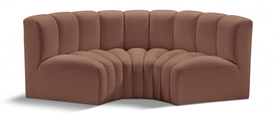 Arc 80" Vegan Leather Upholstered 3pc. Modular Sectional