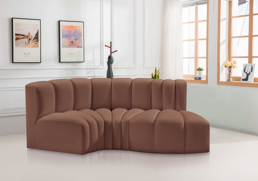 Arc 70" Vegan Leather Upholstered 3pc. Modular Sectional