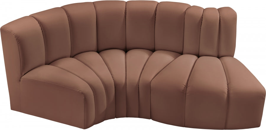Arc 70" Vegan Leather Upholstered 3pc. Modular Sectional