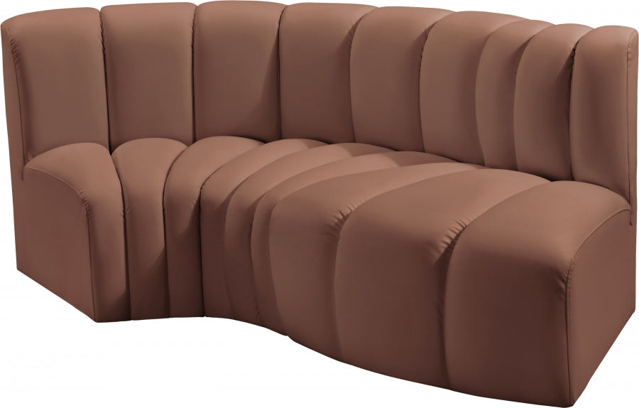 Arc 70" Vegan Leather Upholstered 3pc. Modular Sectional