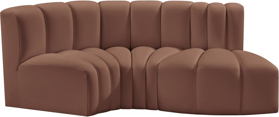 Arc 70" Vegan Leather Upholstered 3pc. Modular Sectional