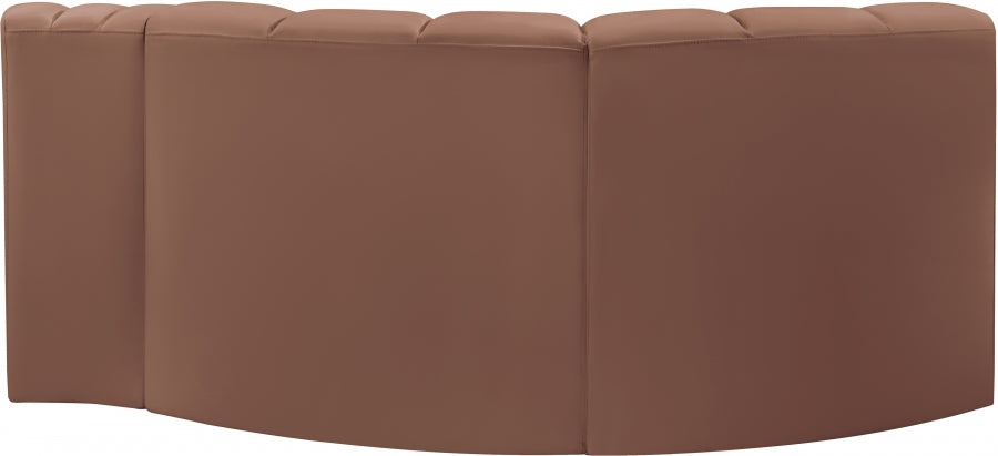 Arc 70" Vegan Leather Upholstered 3pc. Modular Sectional