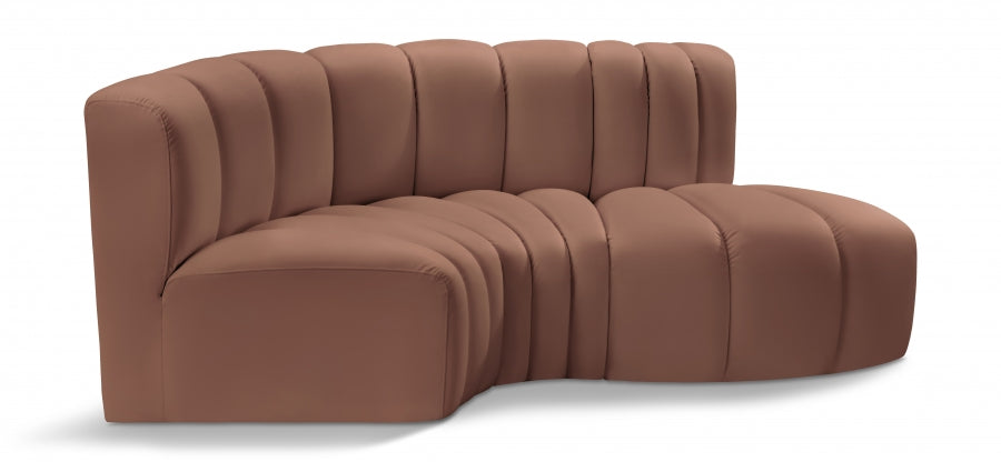 Arc 70" Vegan Leather Upholstered 3pc. Modular Sectional