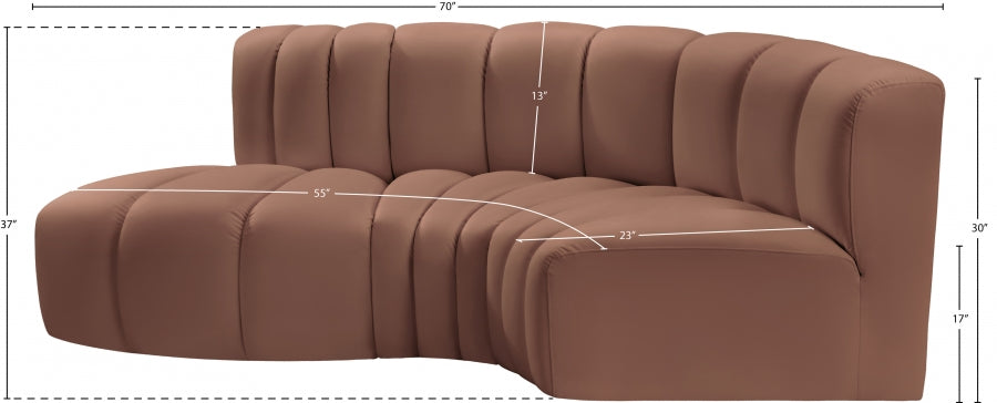 Arc 70" Vegan Leather Upholstered 3pc. Modular Sectional