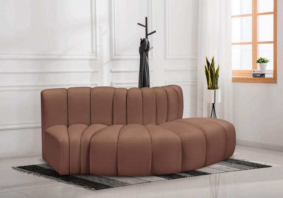 Arc 77" Vegan Leather Upholstered 3pc. Modular Sectional
