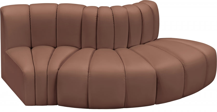Arc 77" Vegan Leather Upholstered 3pc. Modular Sectional