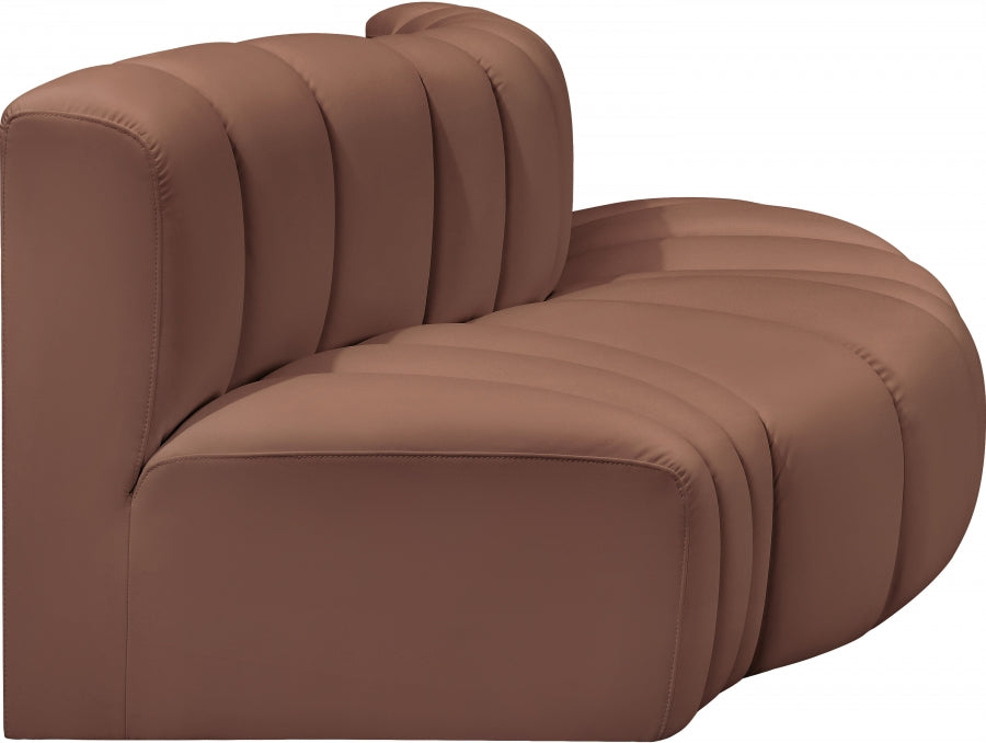 Arc 77" Vegan Leather Upholstered 3pc. Modular Sectional