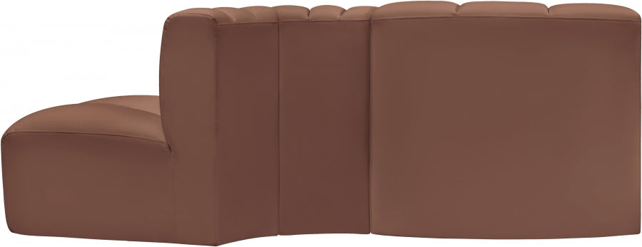 Arc 77" Vegan Leather Upholstered 3pc. Modular Sectional
