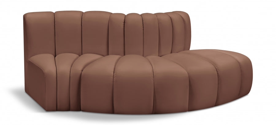 Arc 77" Vegan Leather Upholstered 3pc. Modular Sectional
