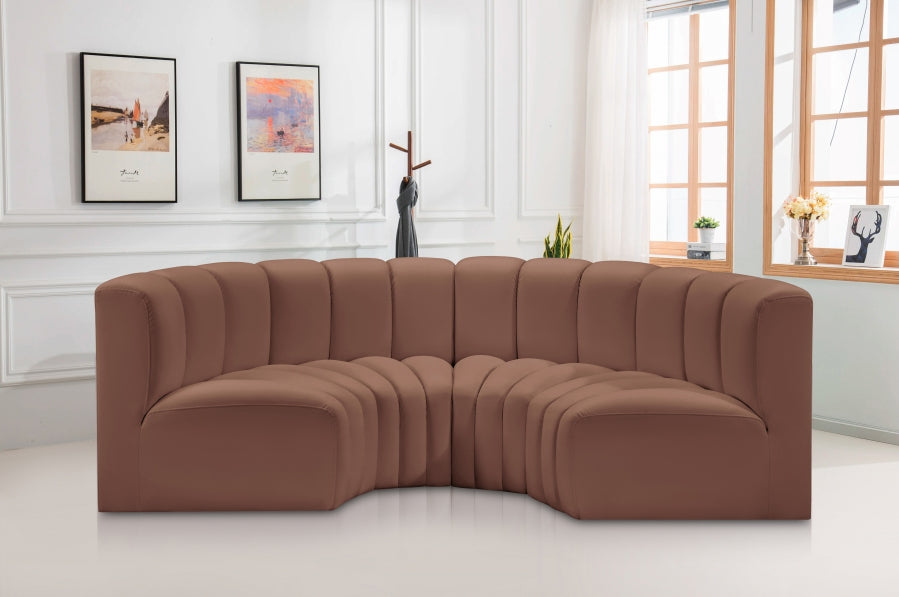 Arc 88" Vegan Leather Upholstered 4pc. Modular Sectional