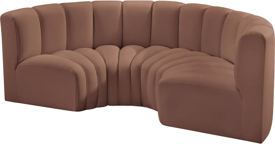 Arc 88" Vegan Leather Upholstered 4pc. Modular Sectional