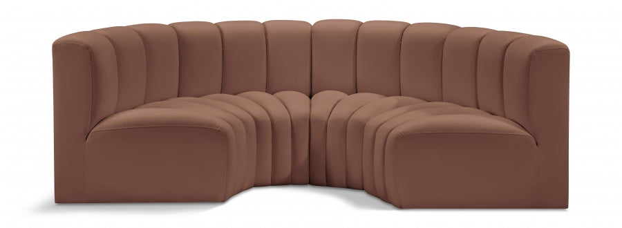 Arc 88" Vegan Leather Upholstered 4pc. Modular Sectional